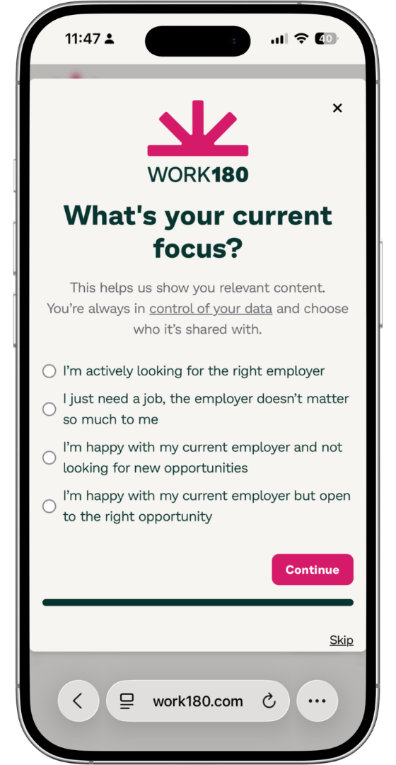 Onboarding screen